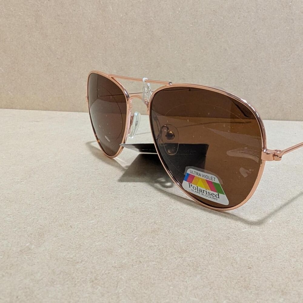 *Kids Size* Aviator Sunglasses Gold Frame Polarized Brown Lens J5001p(3)